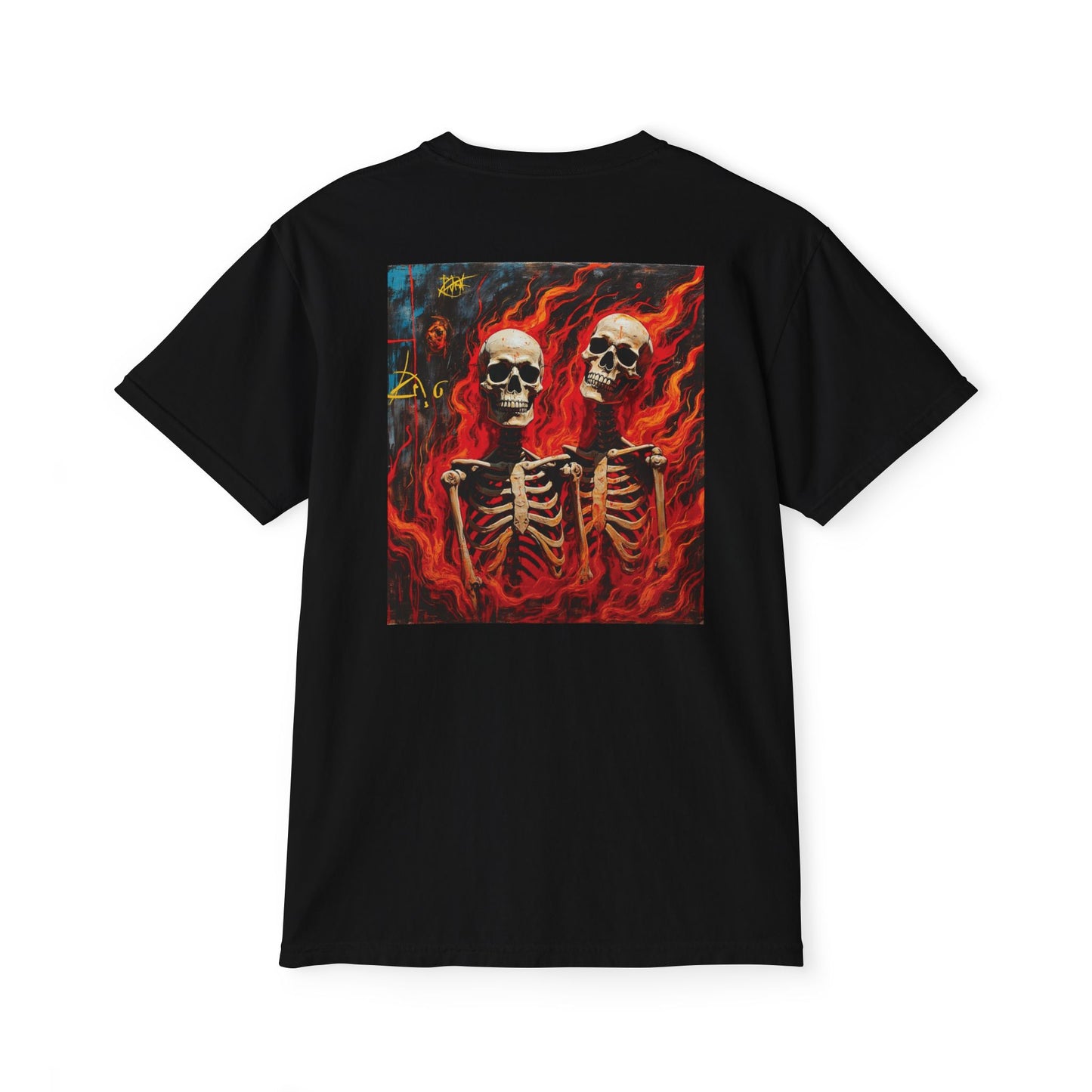 Pocket T-Shirt Red Skeleton Flames