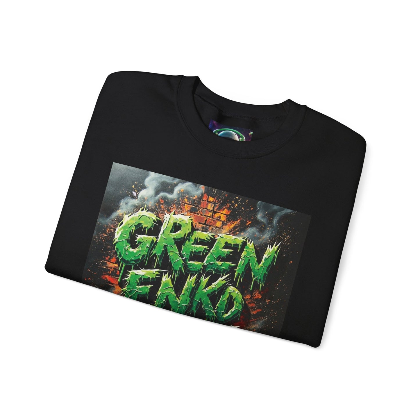 Green Enkd Society Heavy Metal Sweatshirt, Unisex Crewneck Sweatshirt, Graphic Pullover, Cozy Layer, Streetwear Fashion, Gift for Gamers