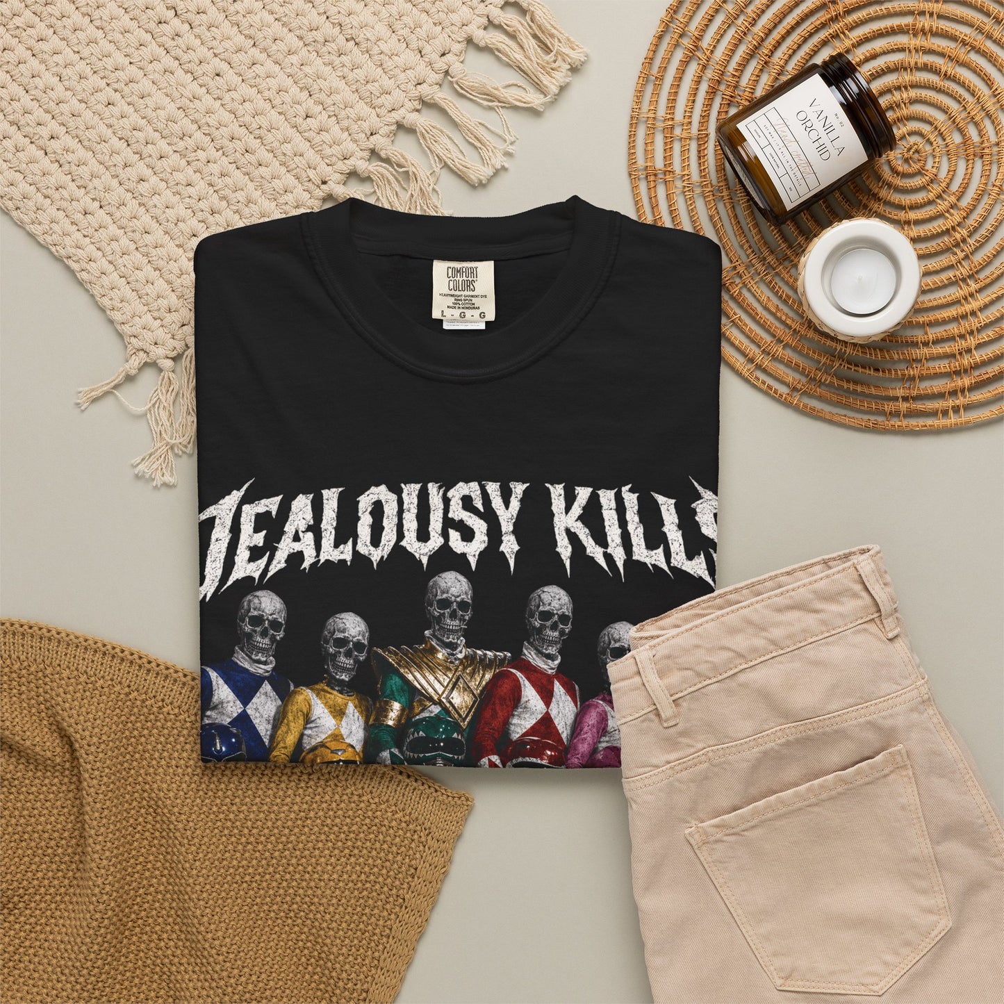 Jealousy Kills Green Enkd Band Skull T-Shirt