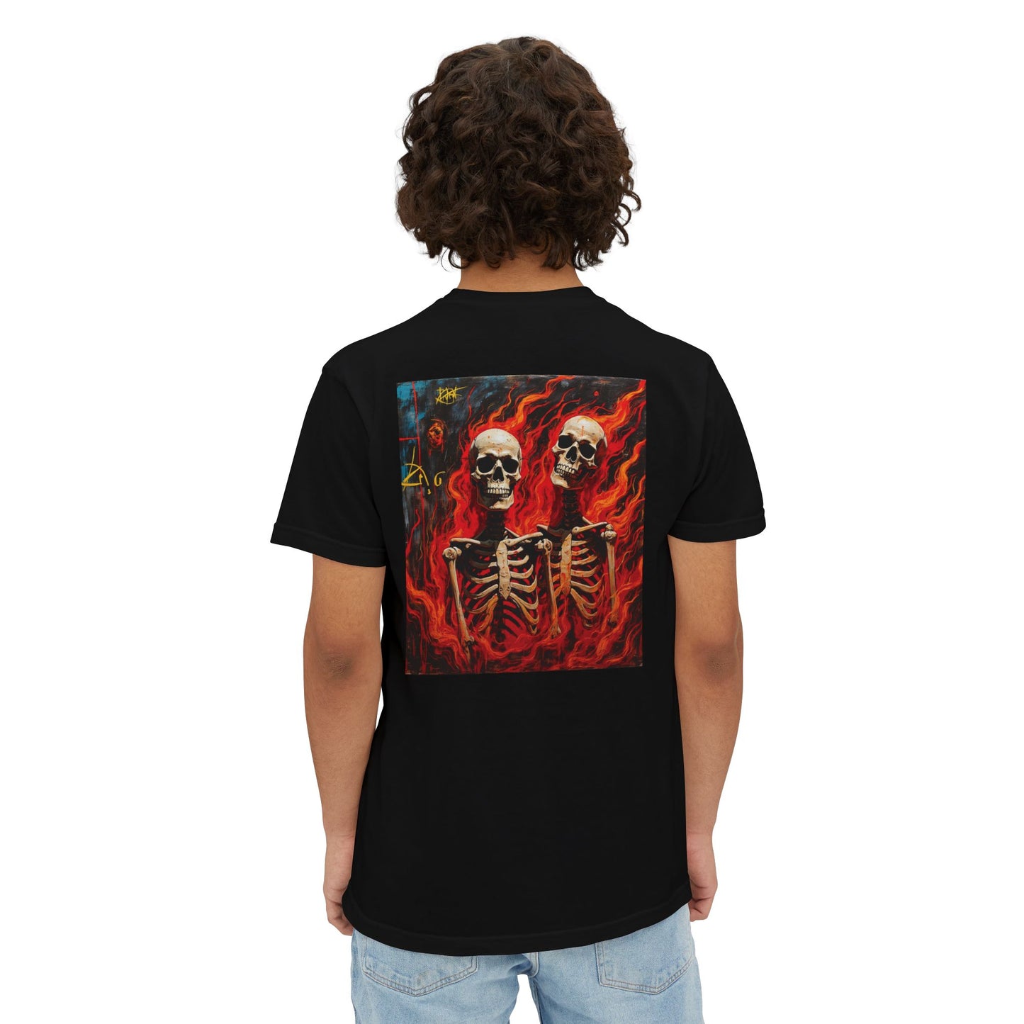 Pocket T-Shirt Red Skeleton Flames