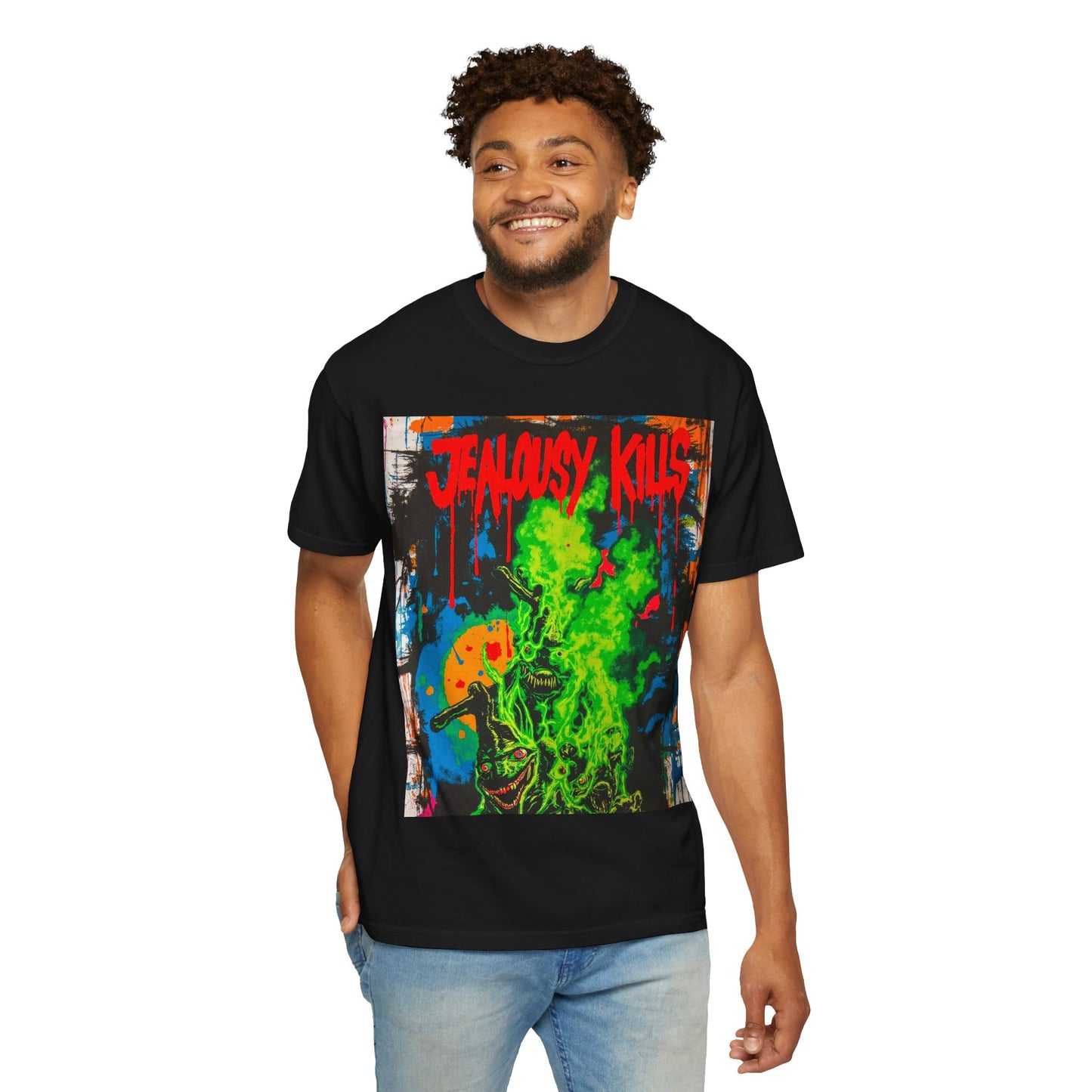 Gothic Graphic Tee, Jealousy Kills T-Shirt, Unisex Streetwear, Perfect for Music Festivals, Casual Outfits, Alternative Fashion