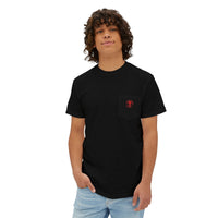 Red Skeleton Flames Pocket Tee