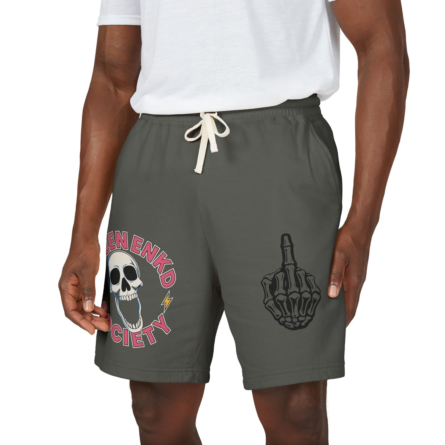 Green Enkd Society Skeleton Skull Lounge Shorts – Streetwear Sweat Shorts