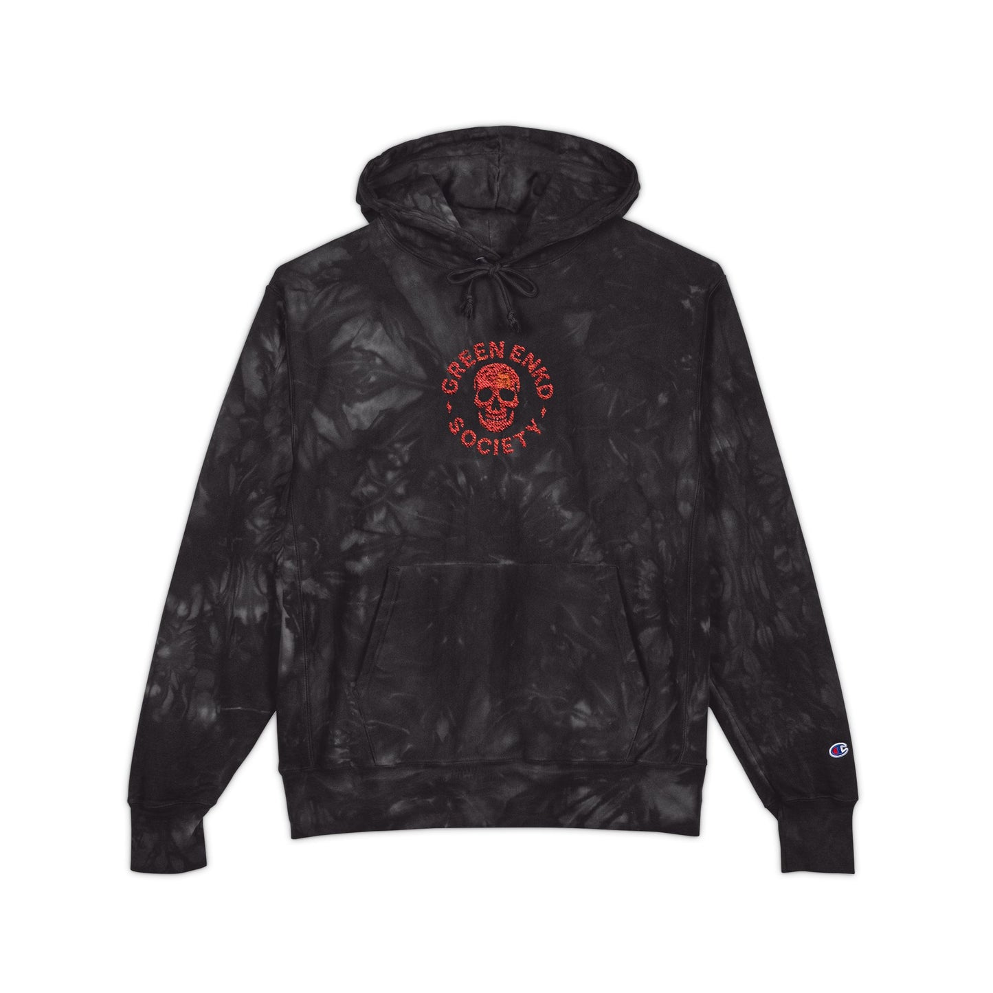 Green Enkd Society Tie-Dye Hoodie — Embroidered Logo