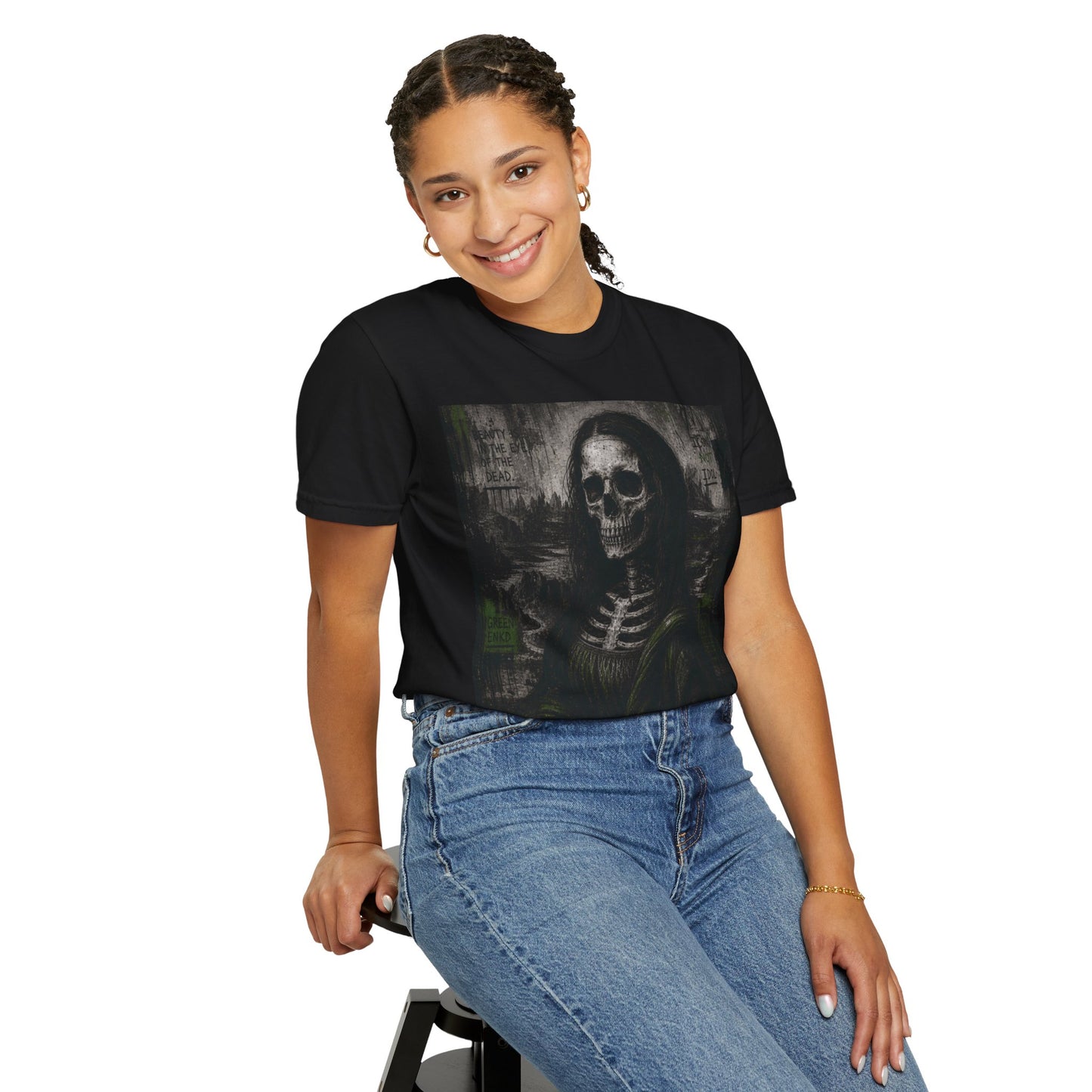 Skull Mona Lisa T-Shirt — Gothic Art-Inspired Tee