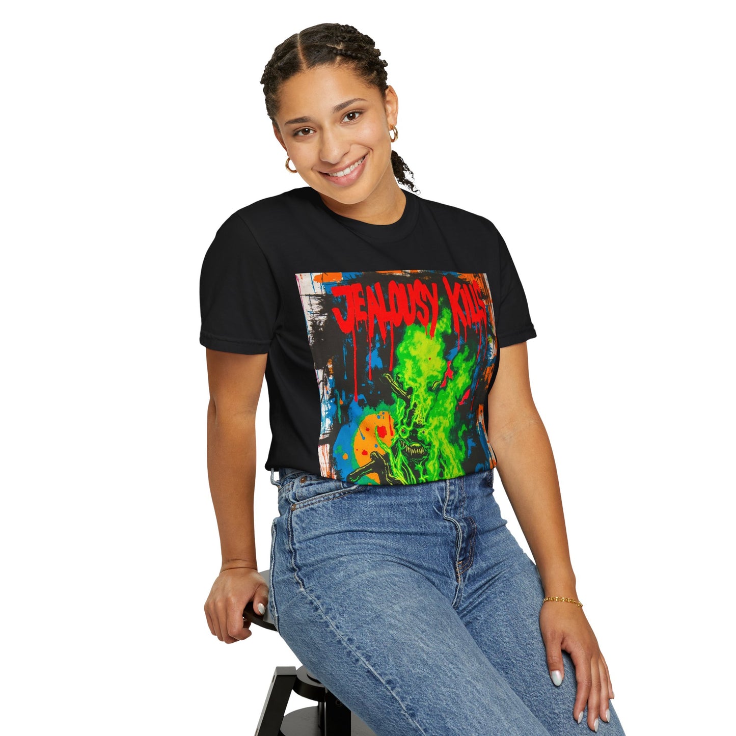 Gothic Graphic Tee, Jealousy Kills T-Shirt, Unisex Streetwear, Perfect for Music Festivals, Casual Outfits, Alternative Fashion