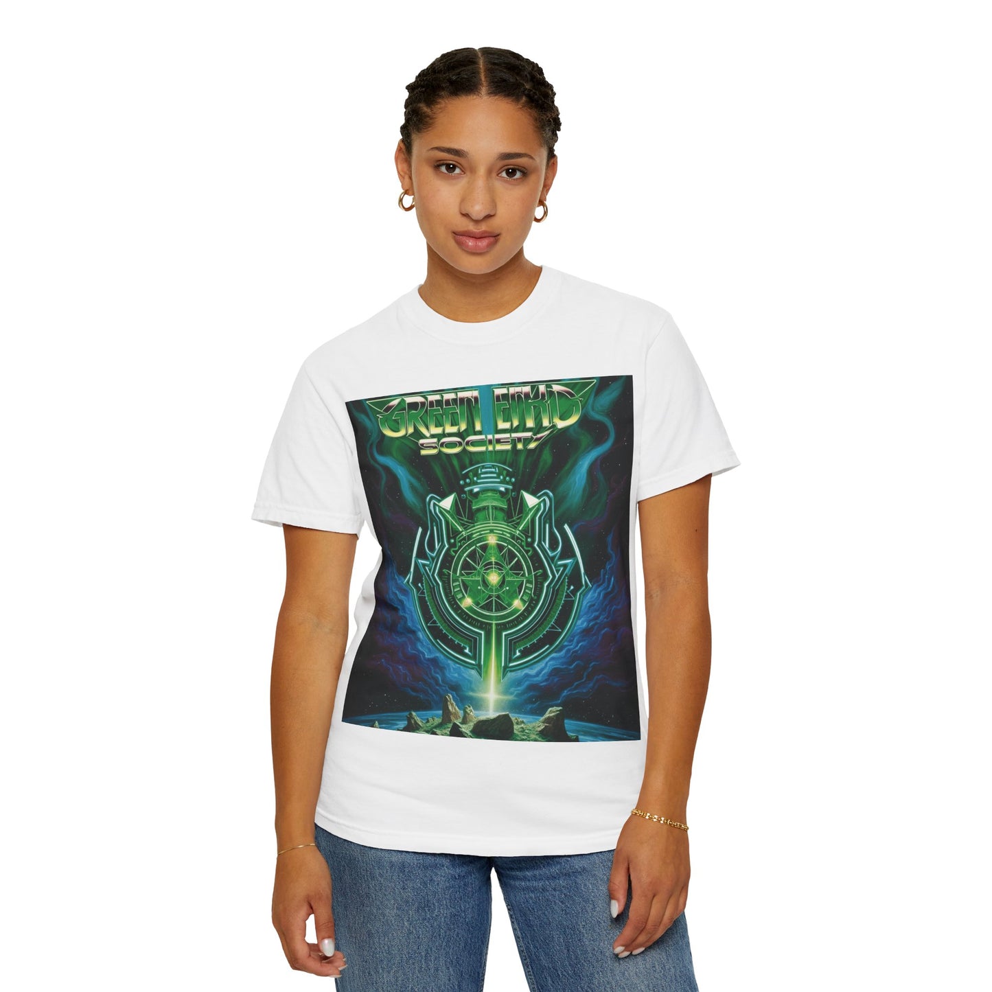 Mystical Enkd Graphic Tee, Unisex Garment-Dyed T-shirt for Music Lovers, Festivals, Gifts, Casual Wear, Edgy Fashion