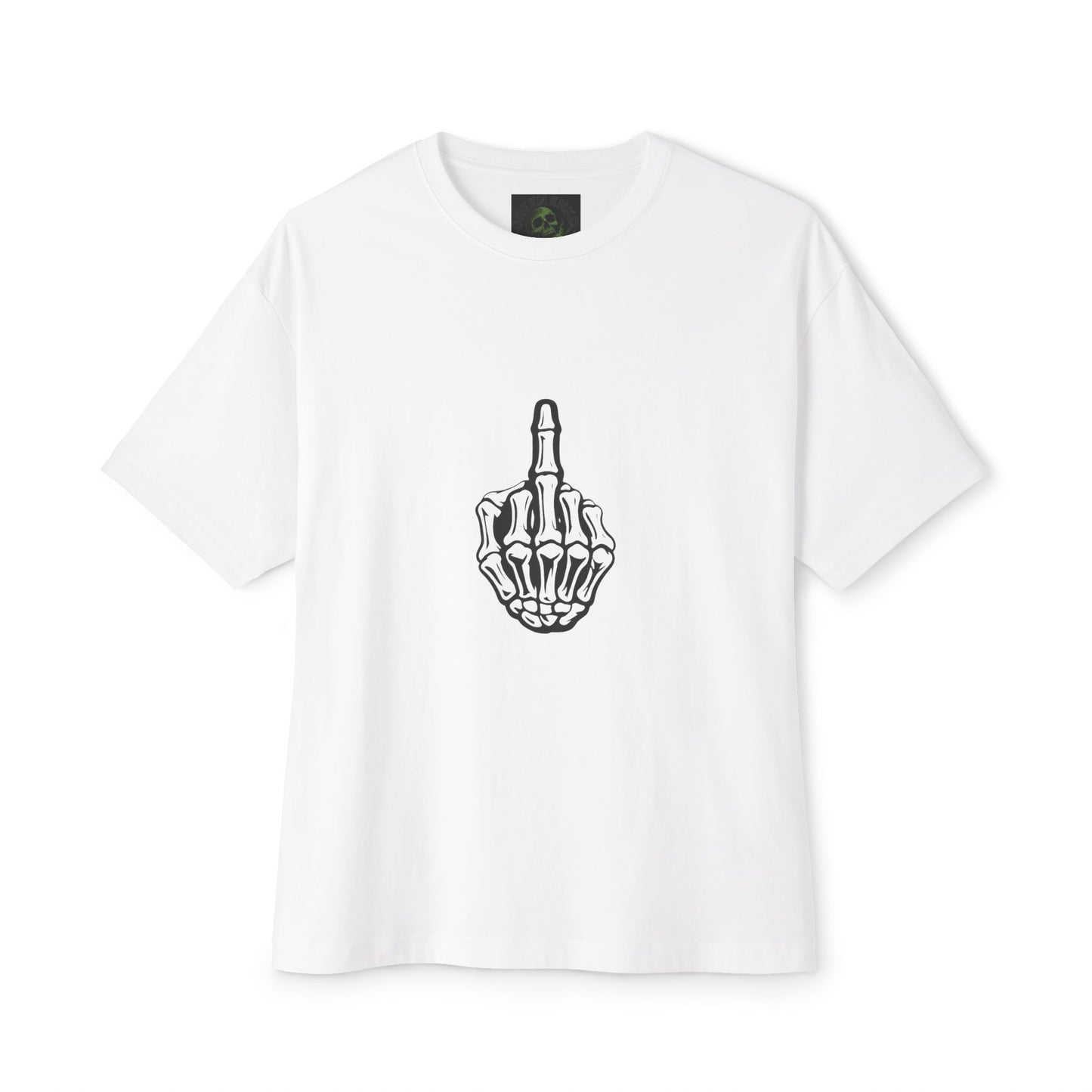 FVCK YOU Skull Middle Finger Tee — Green Enkid Society Graphic Boxy T‑Shirt