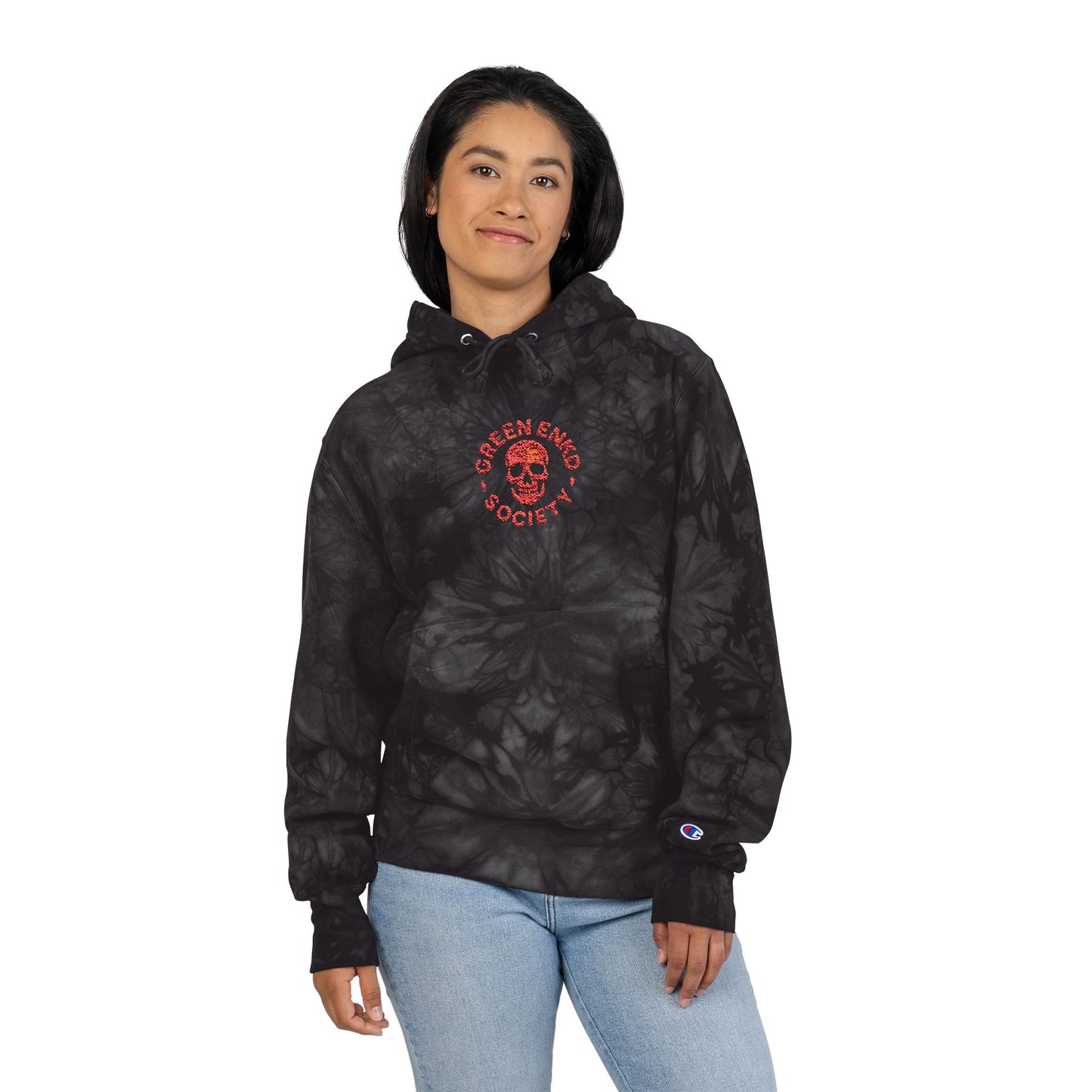 Green Enkd Society Tie-Dye Hoodie — Embroidered Logo