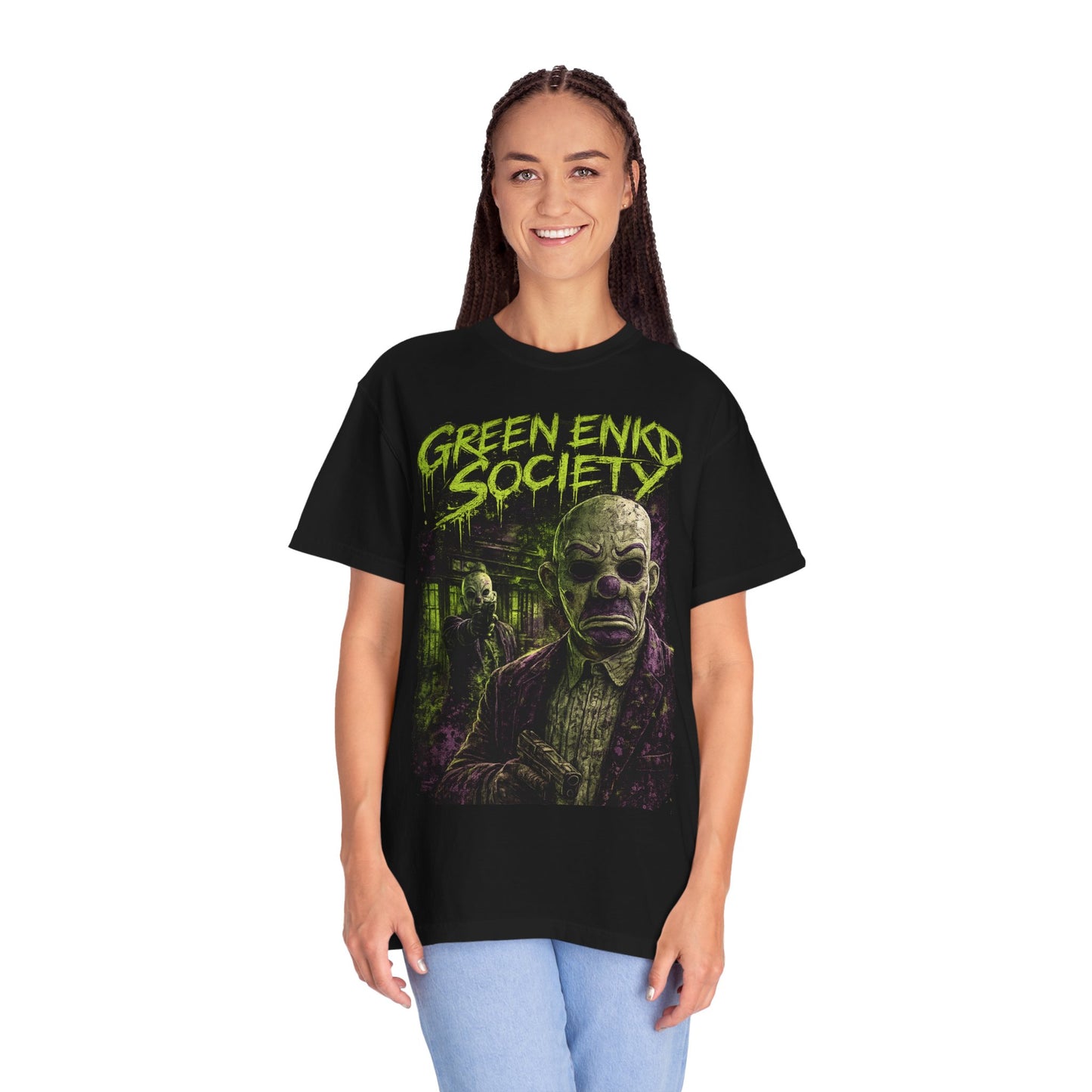 Green Enkd Society “Masked Chaos” Horror Streetwear Tee