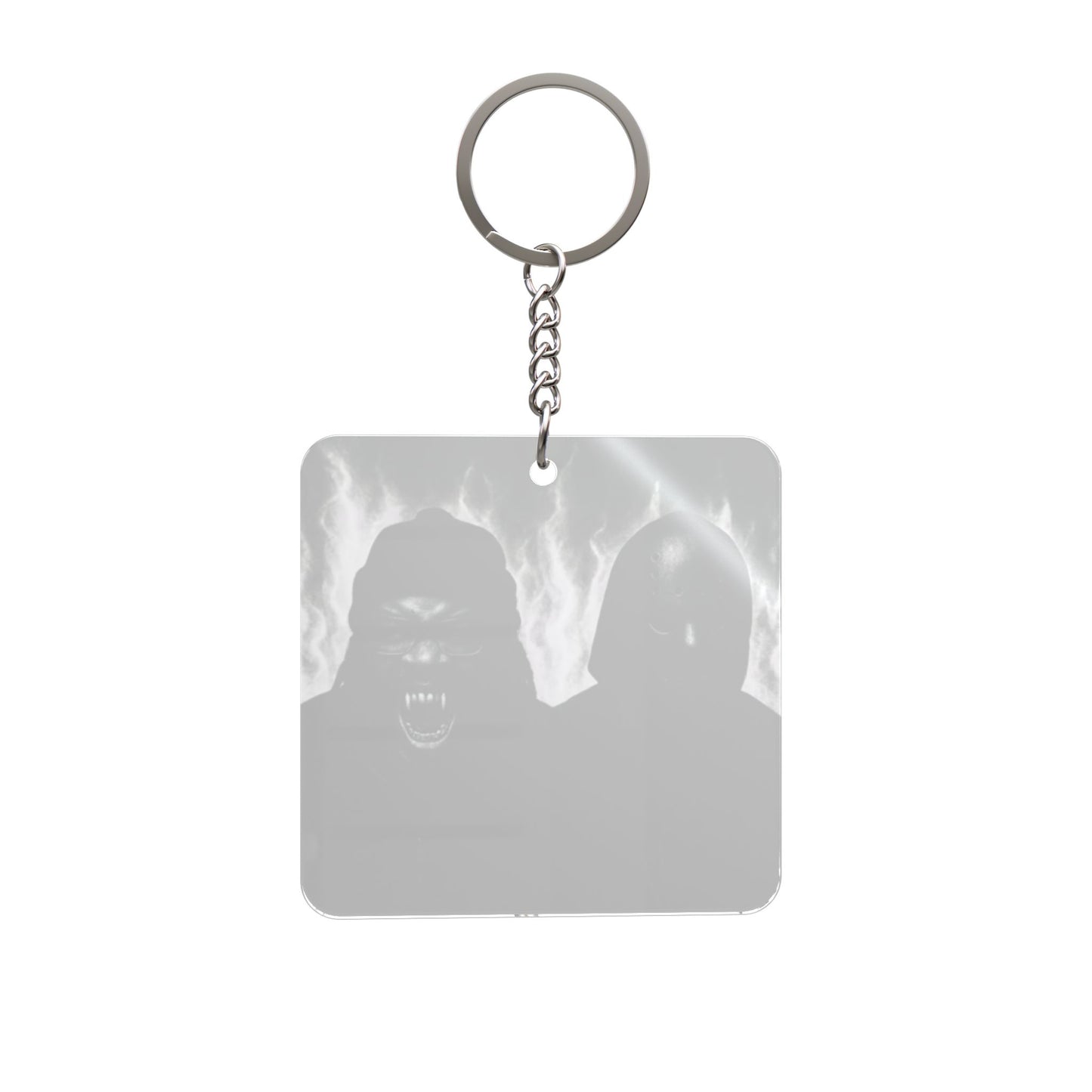 Infamous Wizzardy 2 Square Keychain — Scary Masked Faces with Flames