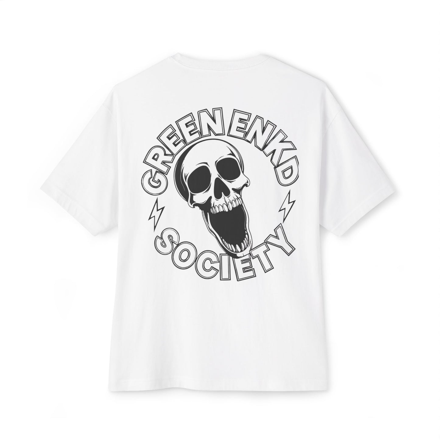 FVCK YOU Skull Middle Finger Tee — Green Enkid Society Graphic Boxy T‑Shirt