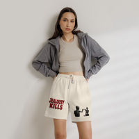 Jealousy Kills Skeleton Graphic Sweat Shorts — Green Enkd Society Skull Streetwear