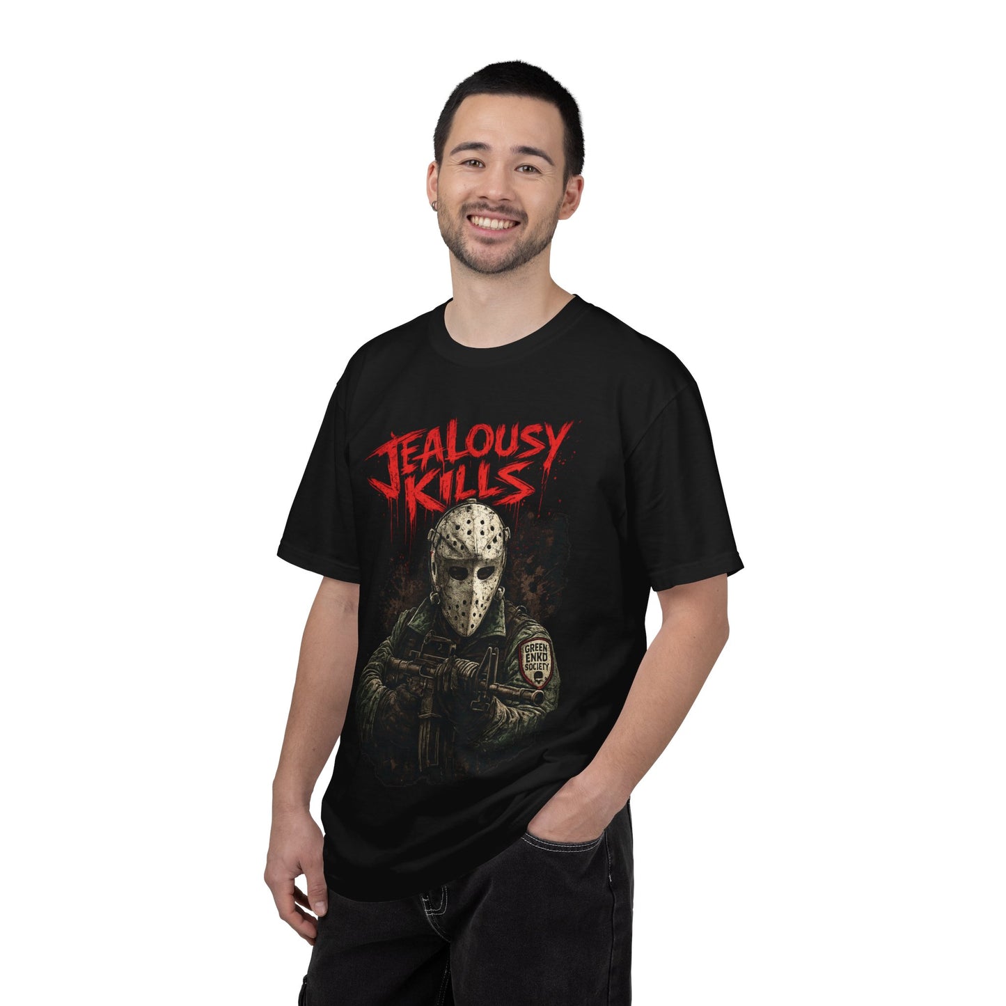 Green Enkd Society “Jealousy Kills” Gritty Horror Streetwear Tee