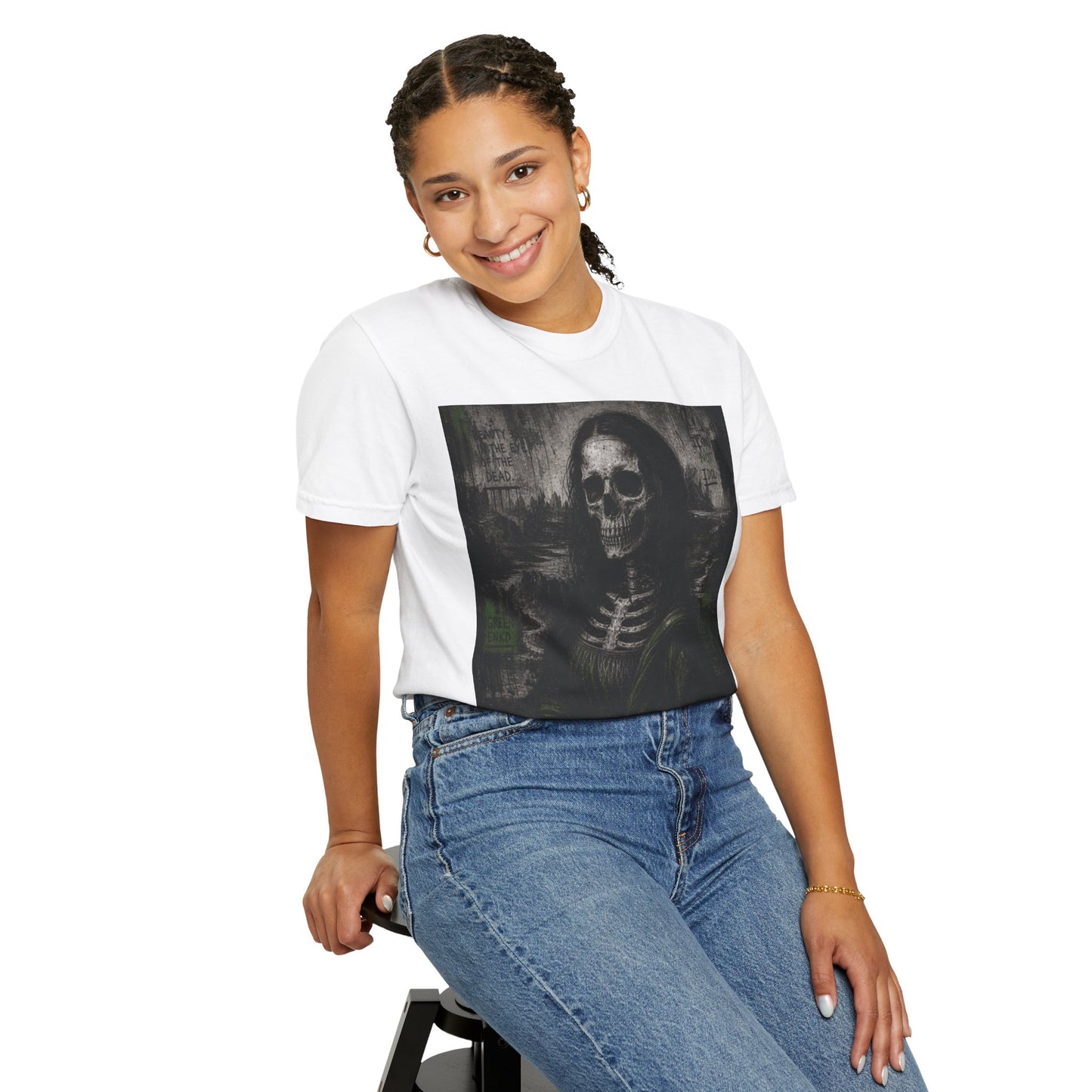 Skull Mona Lisa T-Shirt — Gothic Art-Inspired Tee