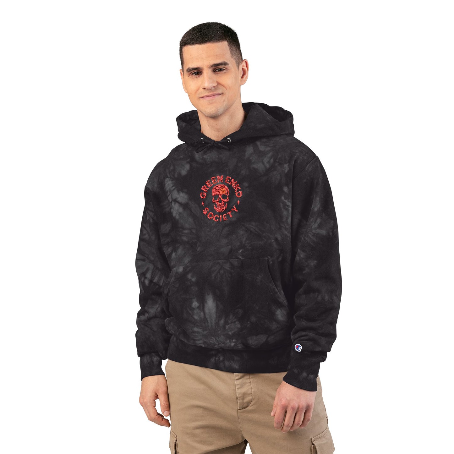 Green Enkd Society Tie-Dye Hoodie — Embroidered Logo
