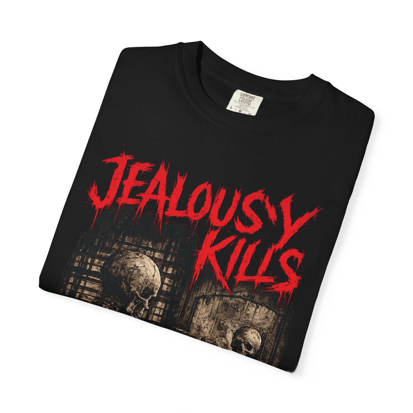 Green Enkd Society “Jealousy Kills” Skeleton Mirror Graphic Tee