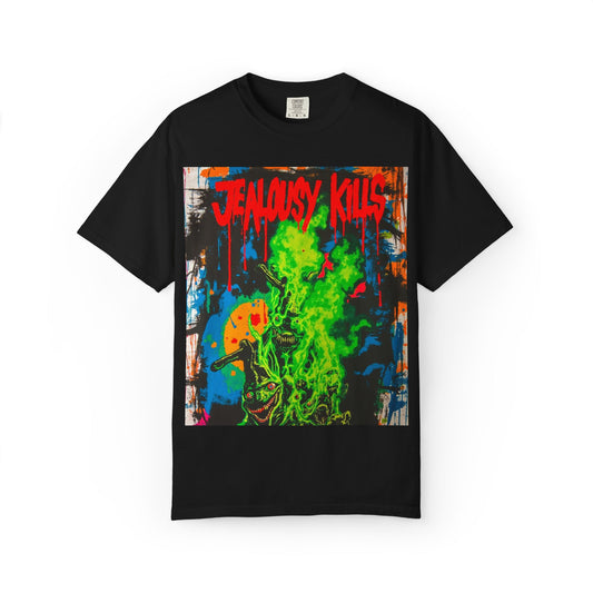 Gothic Graphic Tee, Jealousy Kills T-Shirt, Unisex Streetwear, Perfect for Music Festivals, Casual Outfits, Alternative Fashion