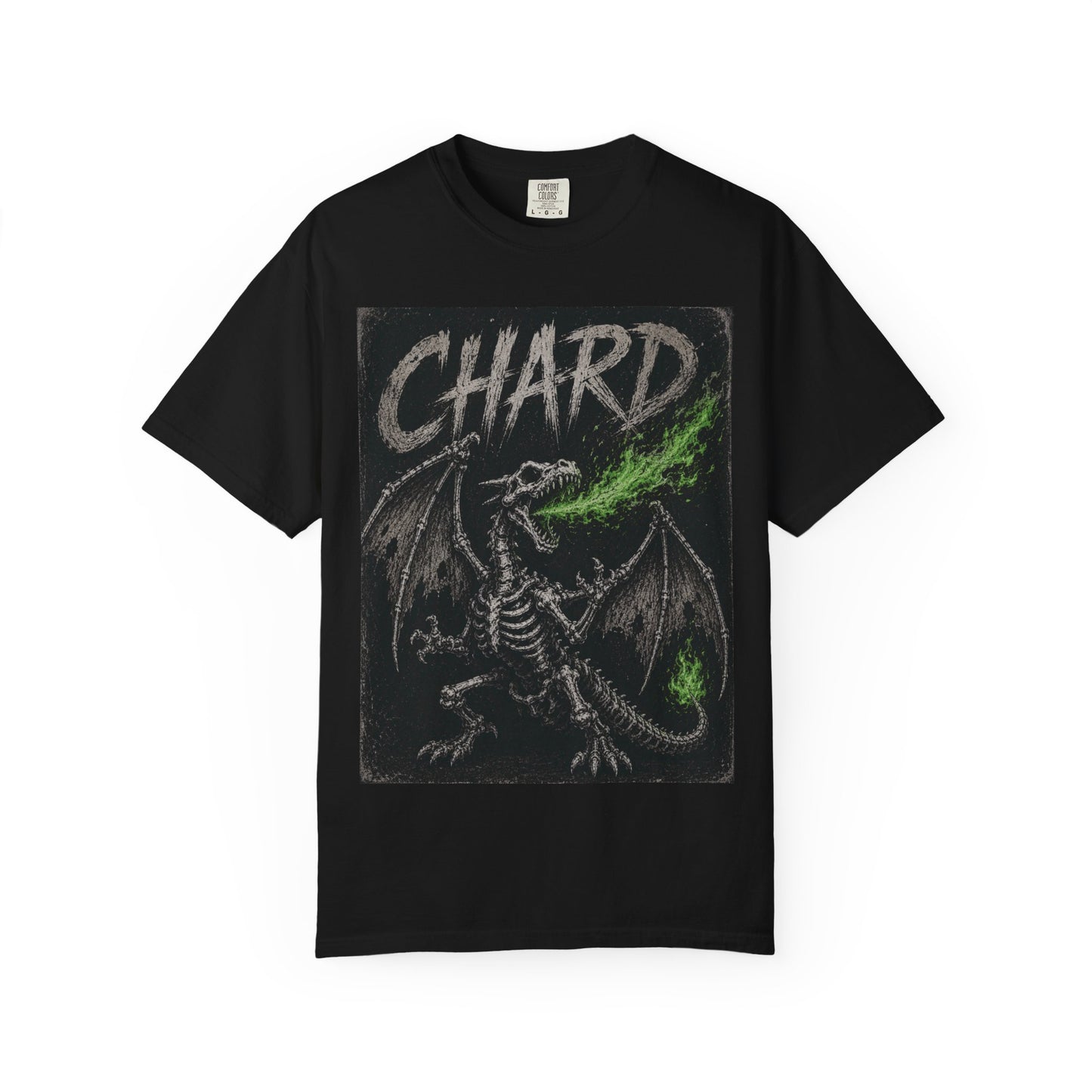 Green Enkd Society “CHARD” Skeleton Dragon Graphic T-Shirt – Gritty Streetwear Tee