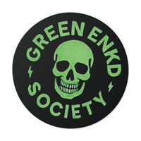 Green Enkd Society Skull Sticker — Round Vinyl Decal
