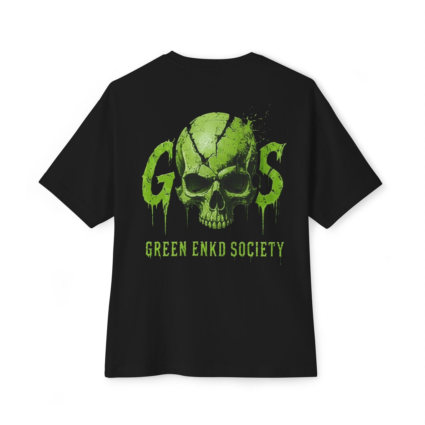 Green Enkd Society Skull Tee — Last Supper Graphic Oversized T-Shirt