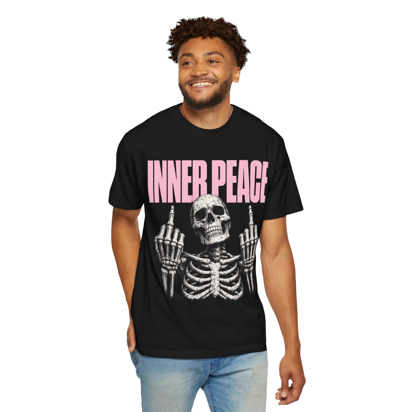 Inner Peace Skeleton T-Shirt — Pink Skull Graphic Tee