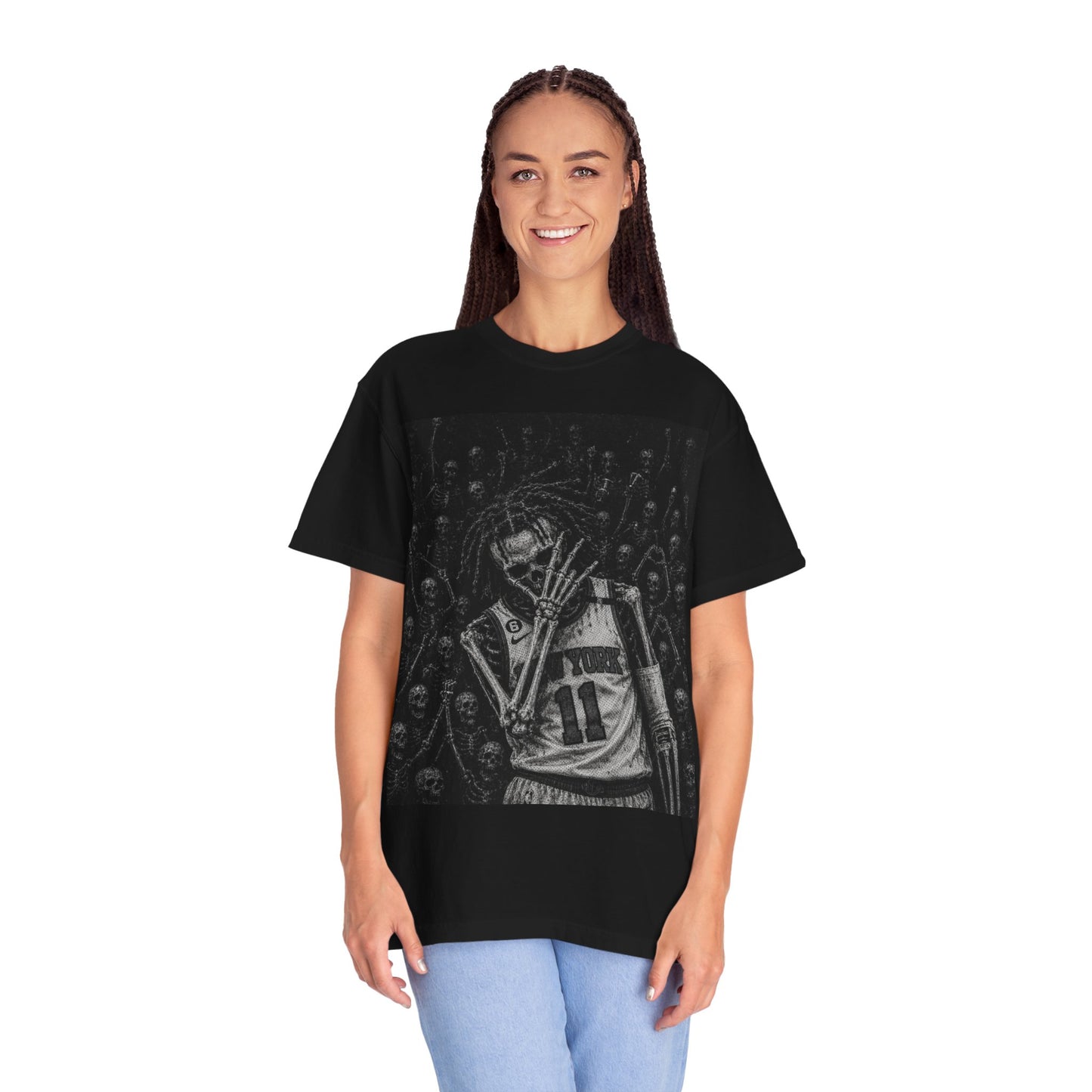 The Brunson 2 Death Crowd Skeleton Game Tee – Gritty Black & White Streetwear Shirt