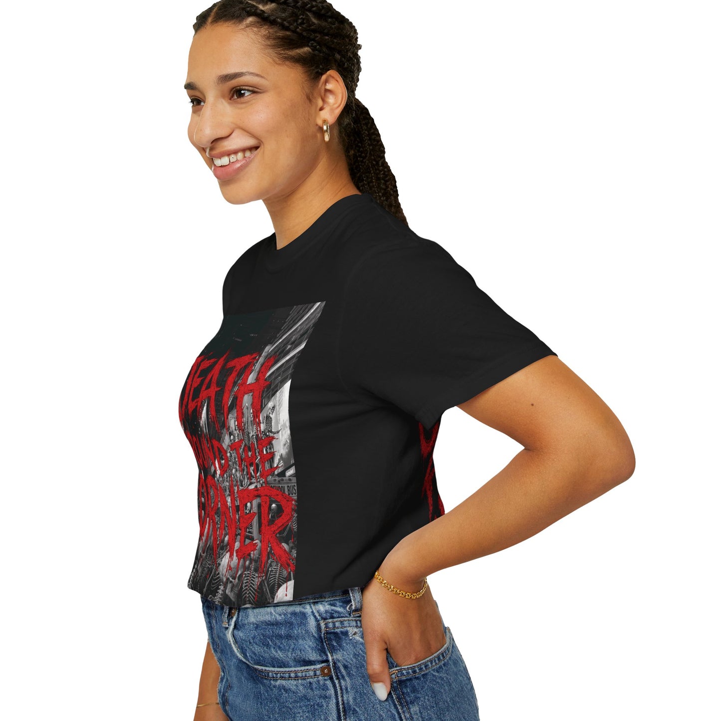 Death Around the Corner NY night of Anarchy T-Shirt — Green Enkd Society Skull Graphic Tee