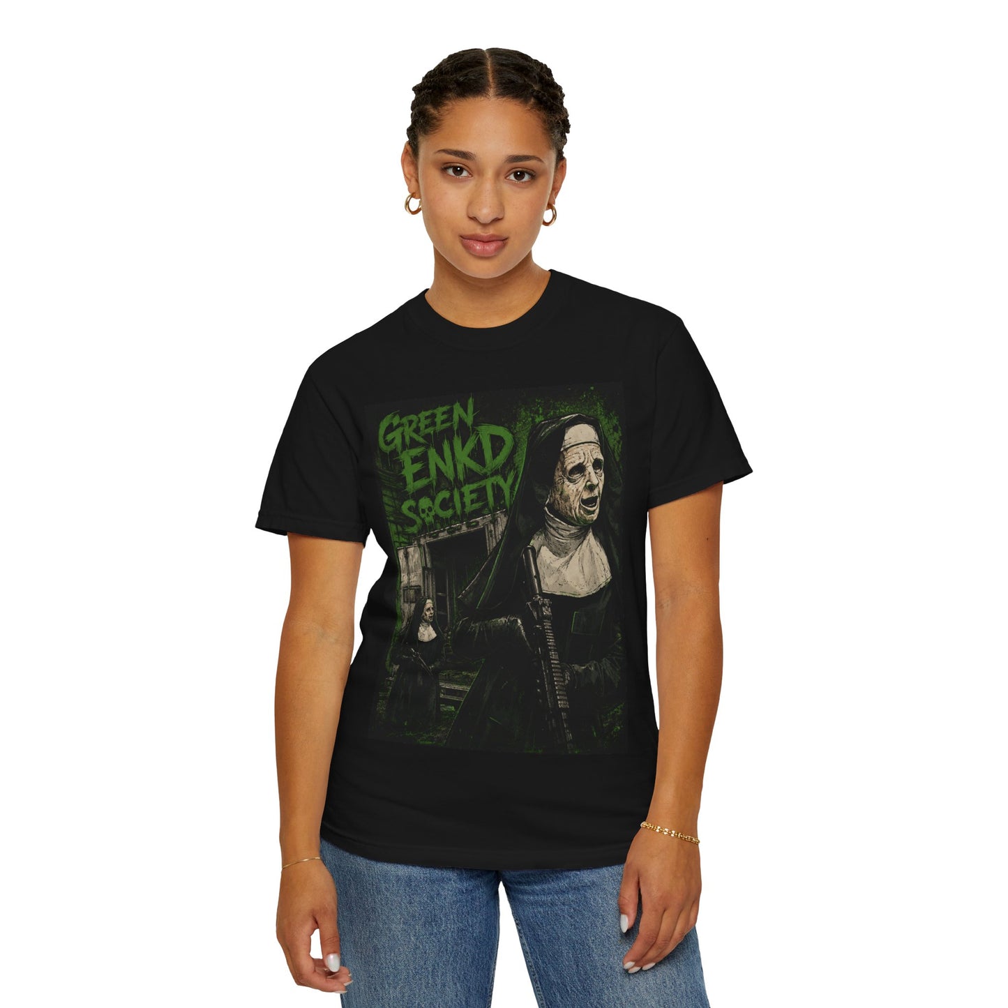 Green Enkd Society “Holy Smoke” Gritty Cartoon Graphic Tee