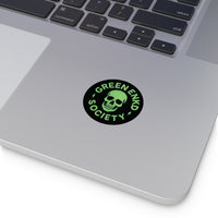 Green Enkd Society Skull Sticker — Round Vinyl Decal