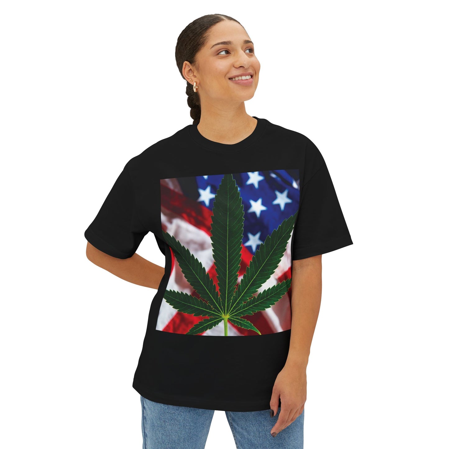 Zaa Bless America Patriotic Graphic Tee, USA Bless America Shirt, Unisex Oversized Boxy Tee for Independence Day, American Flag T-Shirt