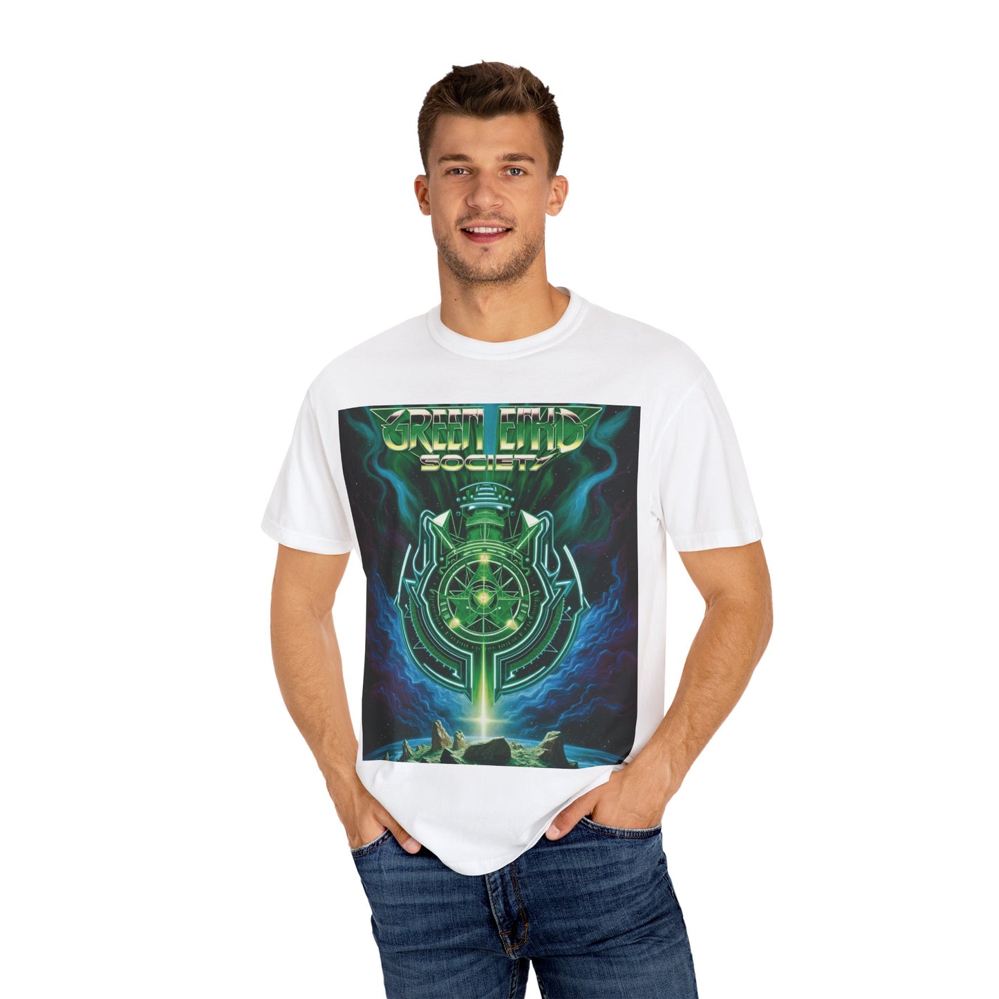 Mystical Enkd Graphic Tee, Unisex Garment-Dyed T-shirt for Music Lovers, Festivals, Gifts, Casual Wear, Edgy Fashion