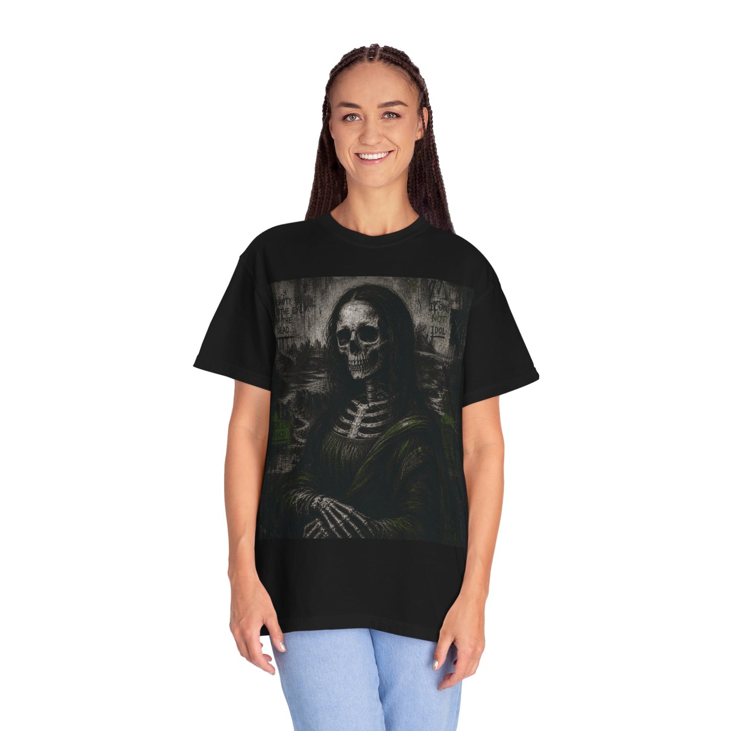 Skull Mona Lisa T-Shirt — Gothic Art-Inspired Tee
