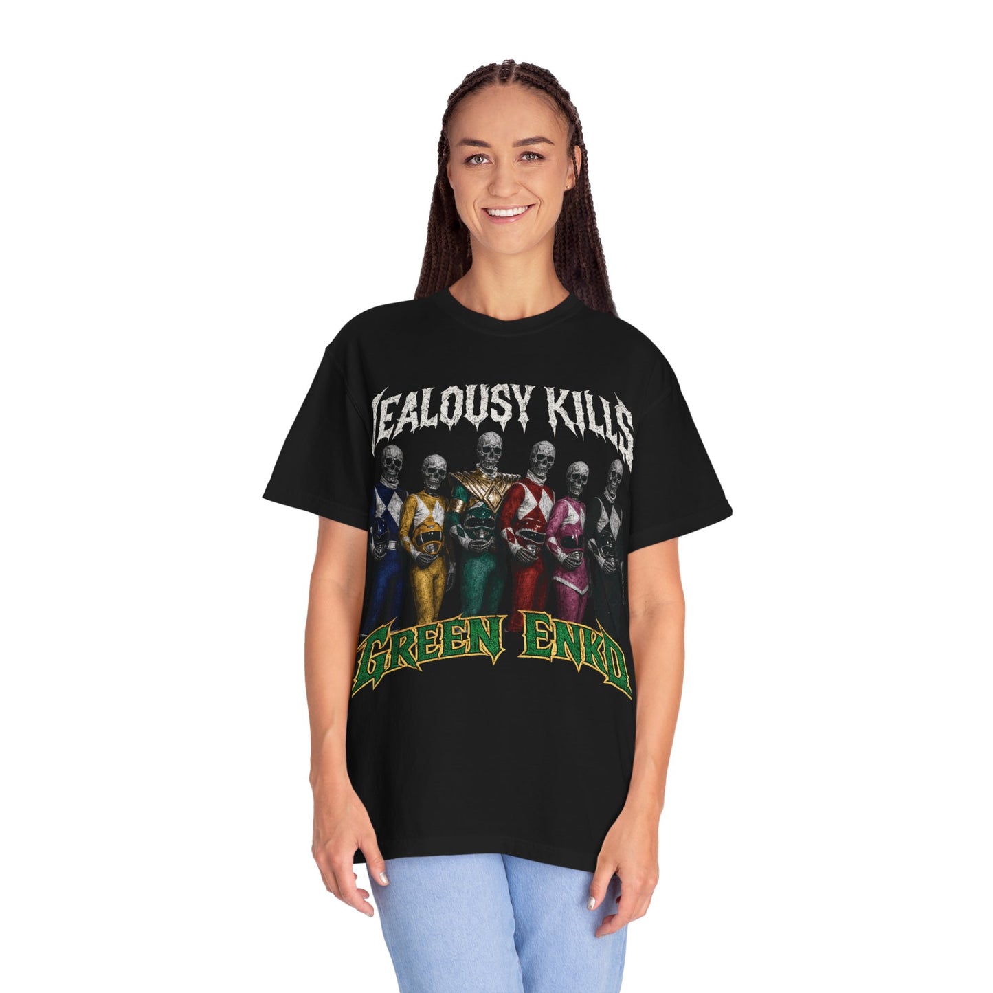 Jealousy Kills Green Enkd Band Skull T-Shirt