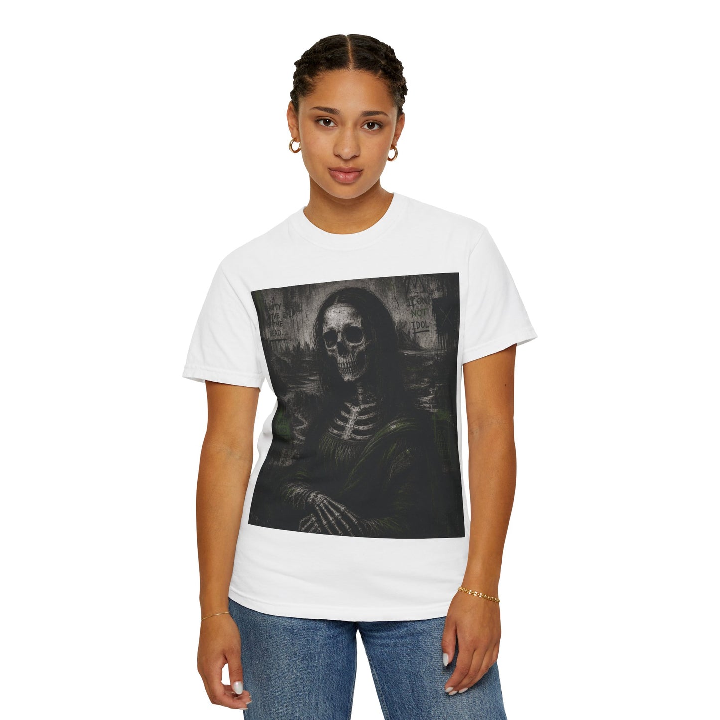 Skull Mona Lisa T-Shirt — Gothic Art-Inspired Tee