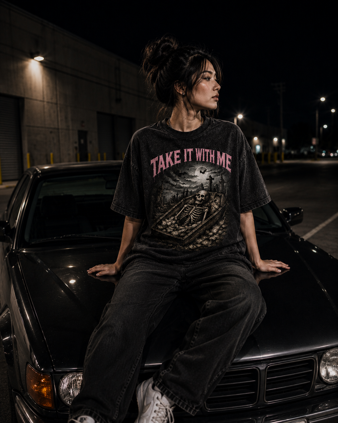 Green Enkd Society “Take It With Me” Skeleton Coffin Shirt