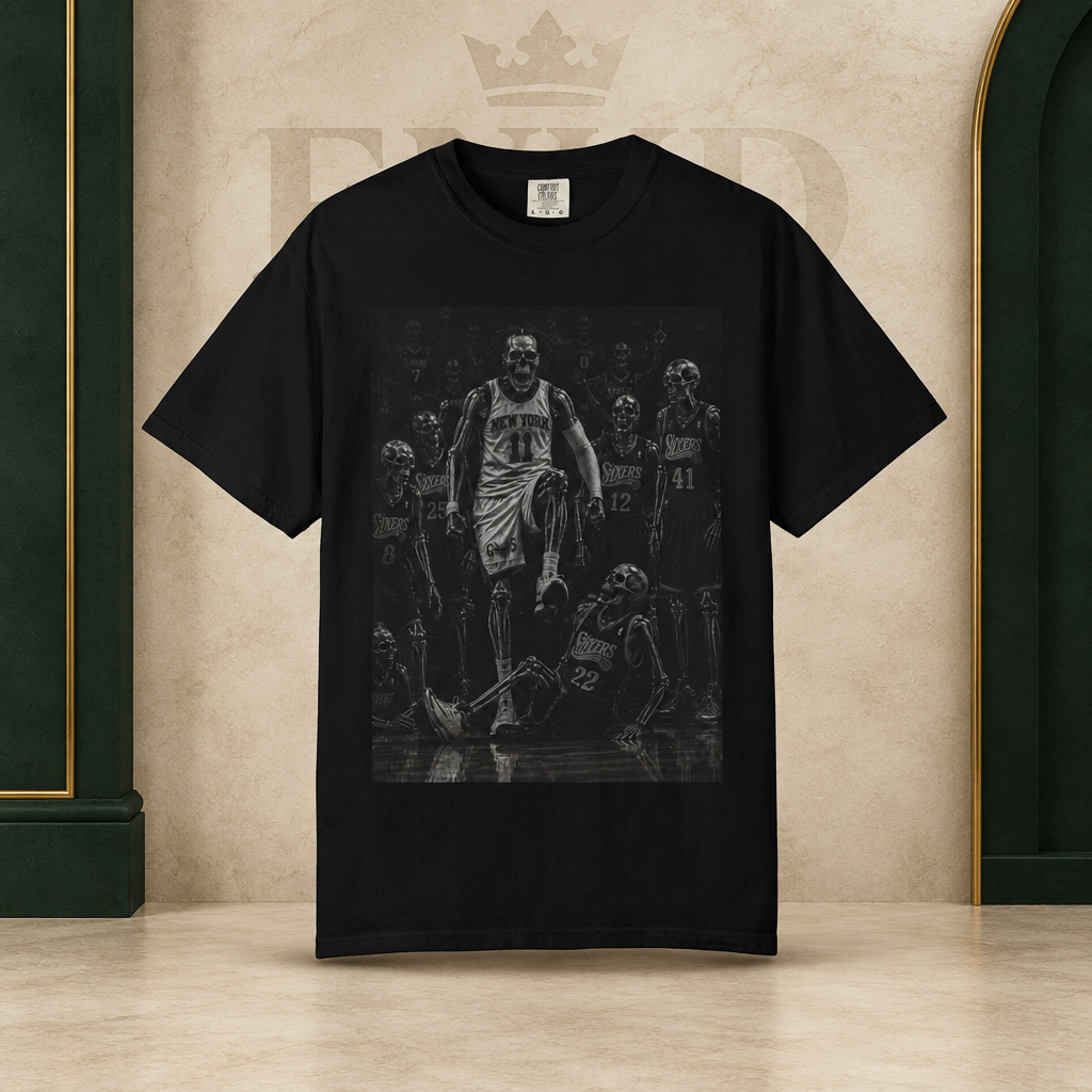 Brunson Stepping Over Philly Tee — Green ENKD Society editorial product image