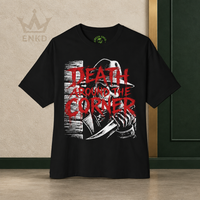 Death Around the Corner Final Turn Tee — Green ENKD Society editorial product image