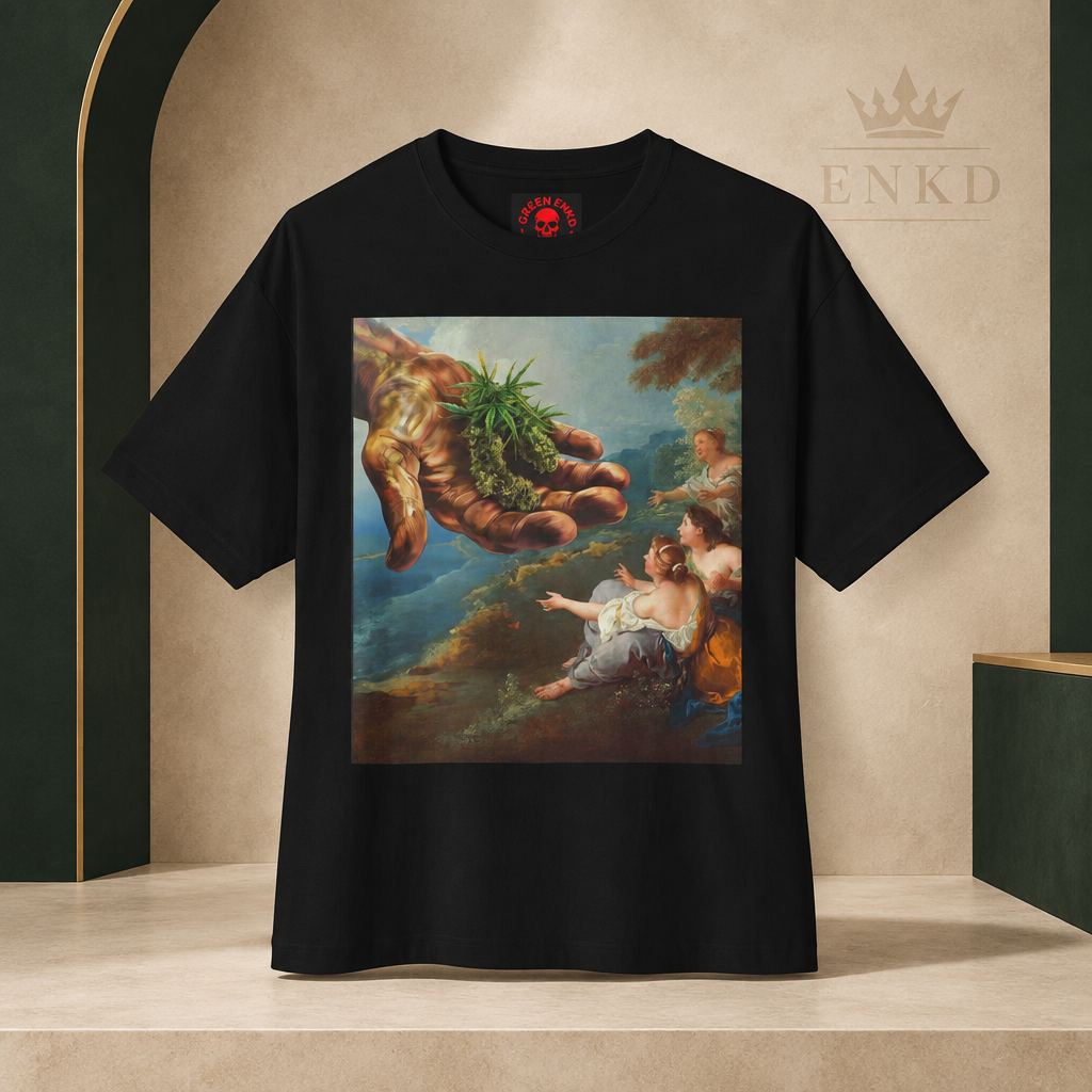 God's Plan 3 Boxy Tee — Green ENKD Society editorial product image