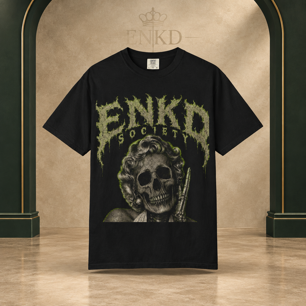 Infamous Muse Skeleton Tee — Green ENKD Society editorial product image