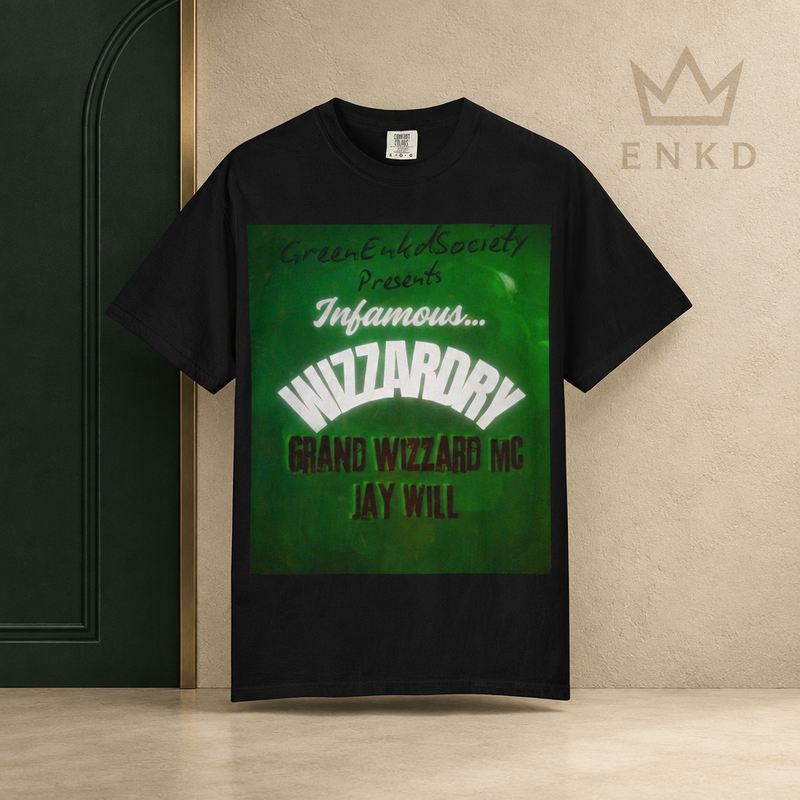 Infamous Wizzardry Tee — Green ENKD Society editorial product image