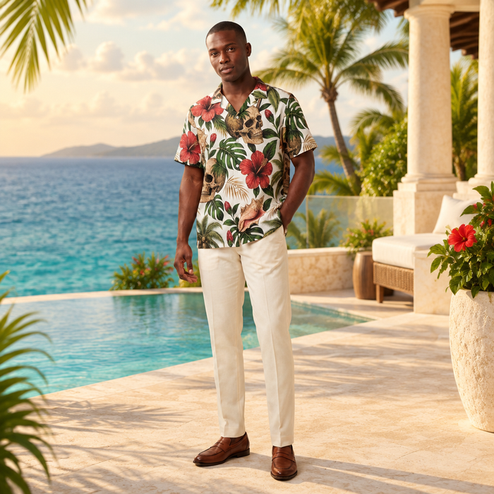 ENKD Caribbean Island Relics Resort Shirt luxury resort editorial