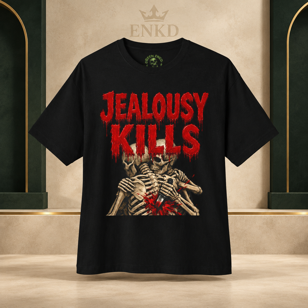 Jealousy Kills Backstabber Tee — Green ENKD Society editorial product image
