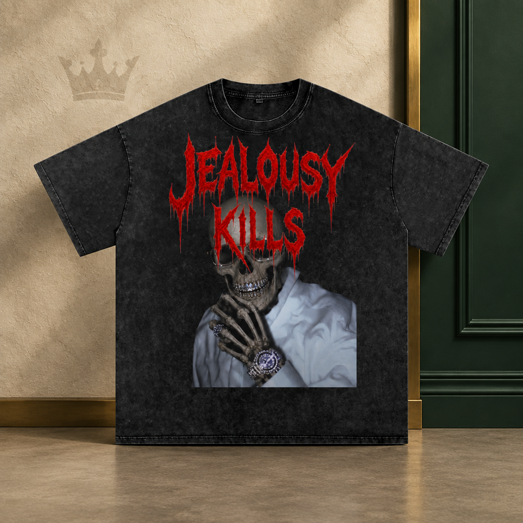 Jealousy Kills Snow Washed Tee by Green ENKD Society