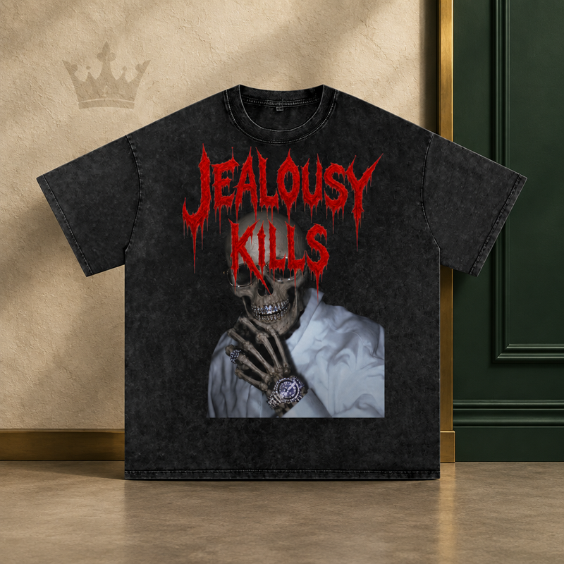 Jealousy Kills Snow Washed Tee by Green ENKD Society
