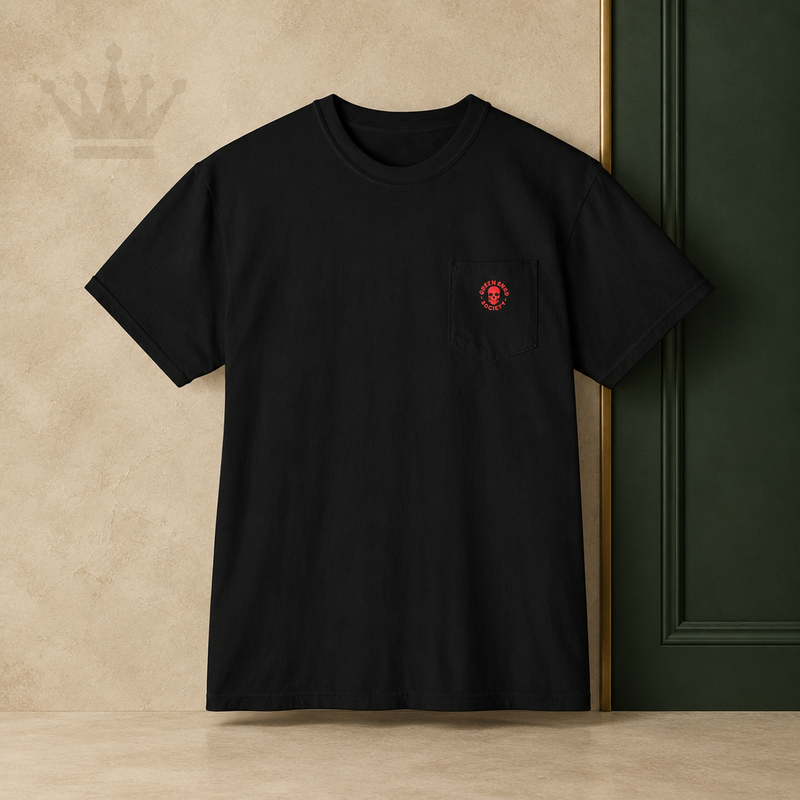 Red Skeleton Flames Pocket Tee by Green ENKD Society