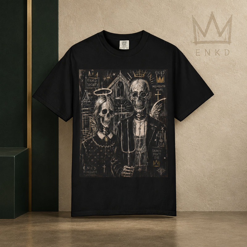 Saints Don't Die Tee — Green ENKD Society editorial product image