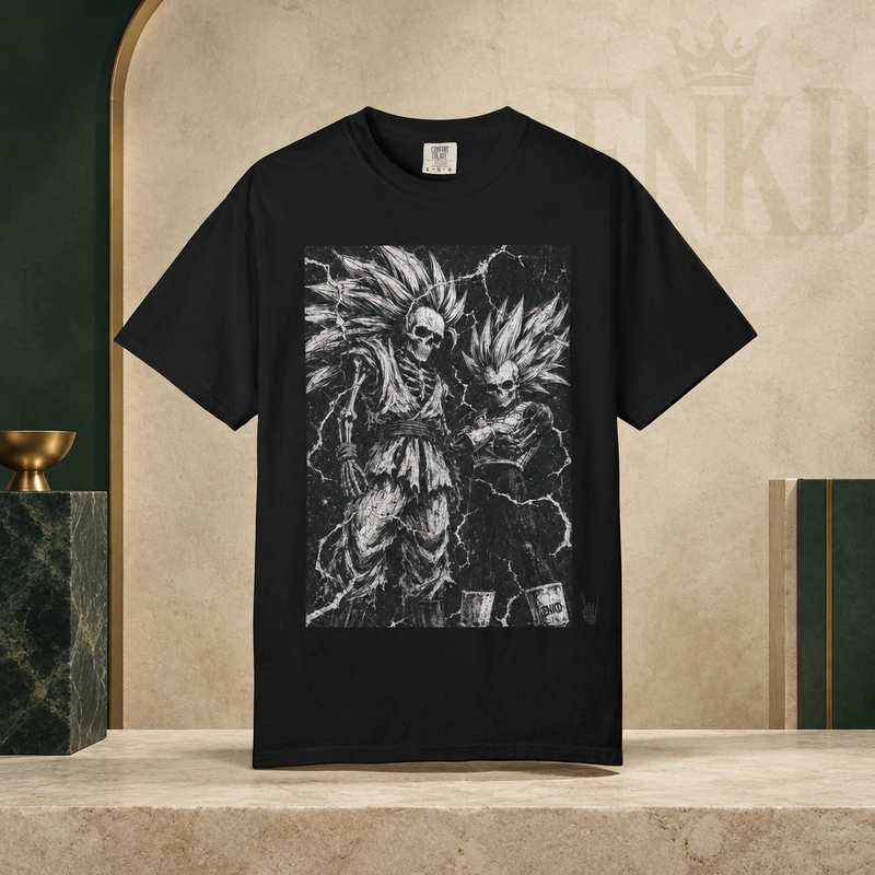 Skull Z Back Print Tee — Green ENKD Society editorial product image